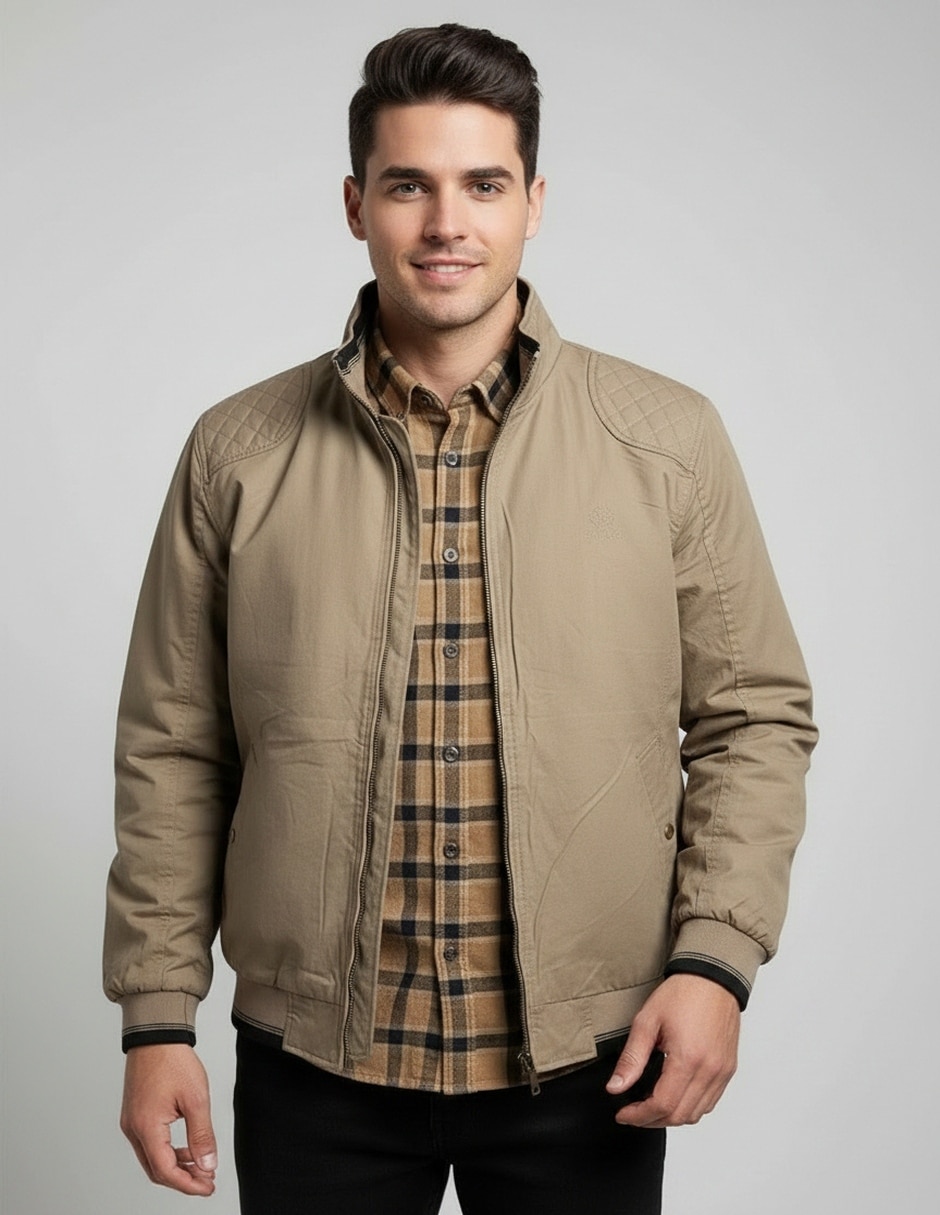 Chamarra bomber polo retro of yatch londonde algodón cuello a contraste para hombre