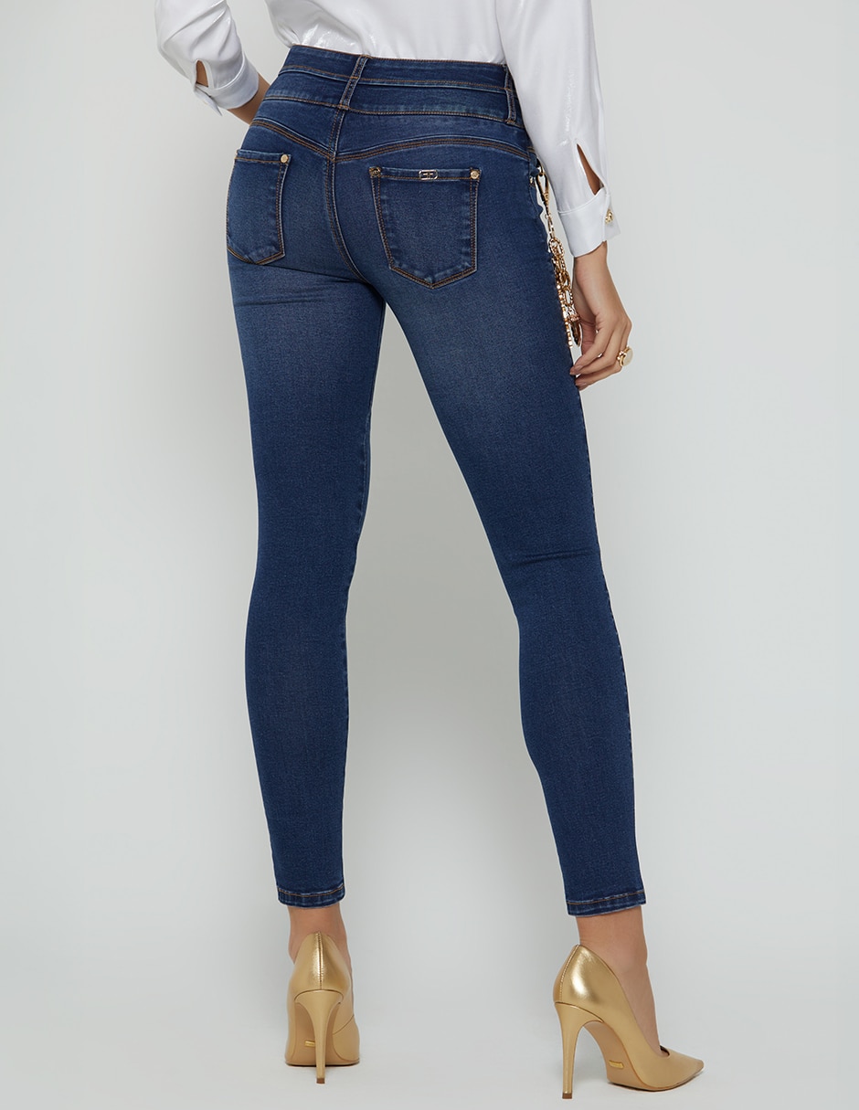 Jeans regular ultra slim cintura alta indigo estocolmo para mujer 2