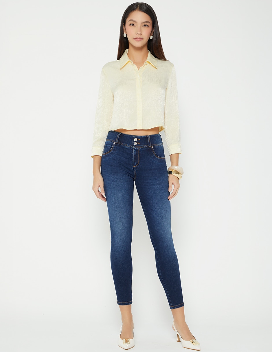 Jeans regular ultra slim cintura studio f indigo estocolmo crawford light para mujer