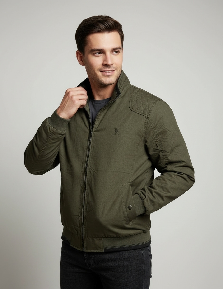 Chamarra bomber polo retro of yatch londonde algodón cuello a contraste para hombre