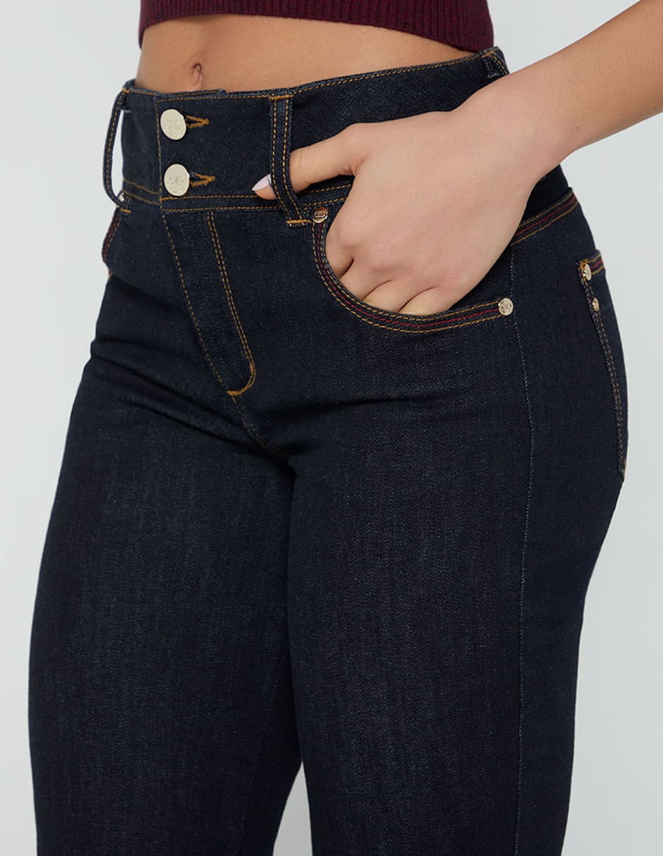 Jeans regular skinny cintura indigo akora para mujer 3