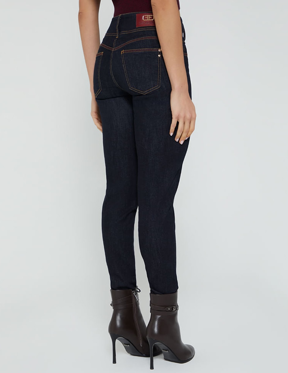 Jeans regular skinny cintura indigo akora para mujer 4