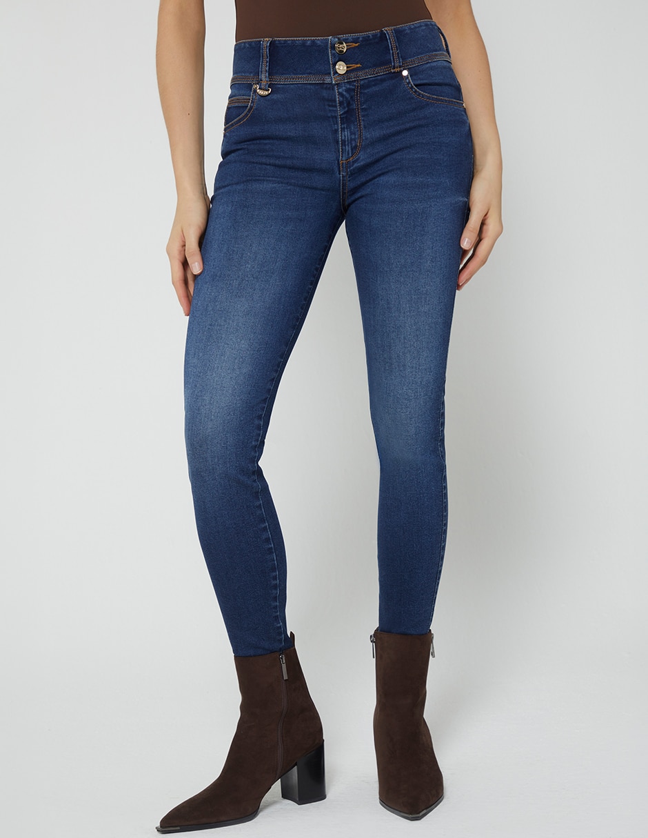 Jeans regular skinny cintura indigo para mujer Jeans regular skinny cintura indigo para mujer