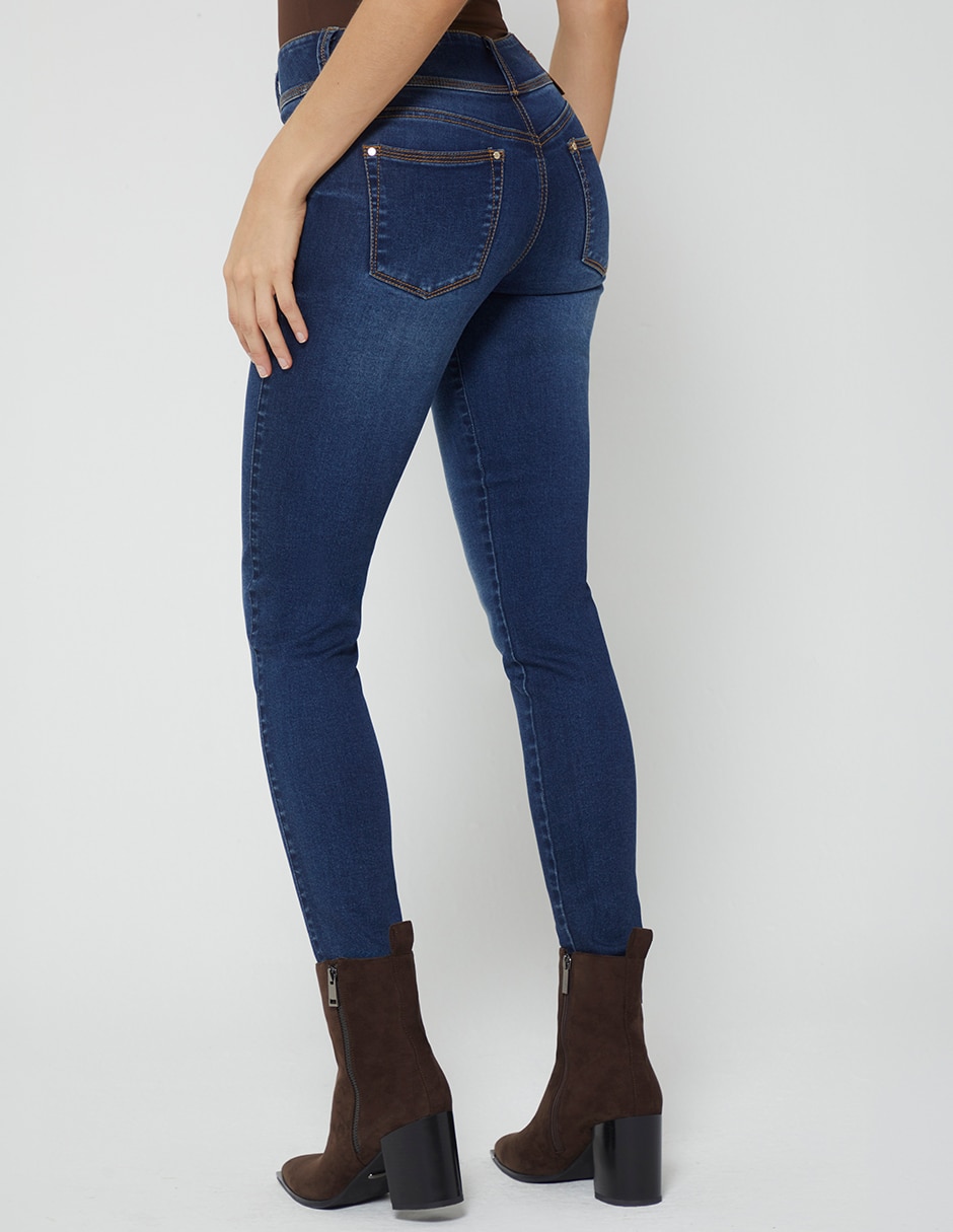 Jeans regular skinny cintura indigo para mujer 3