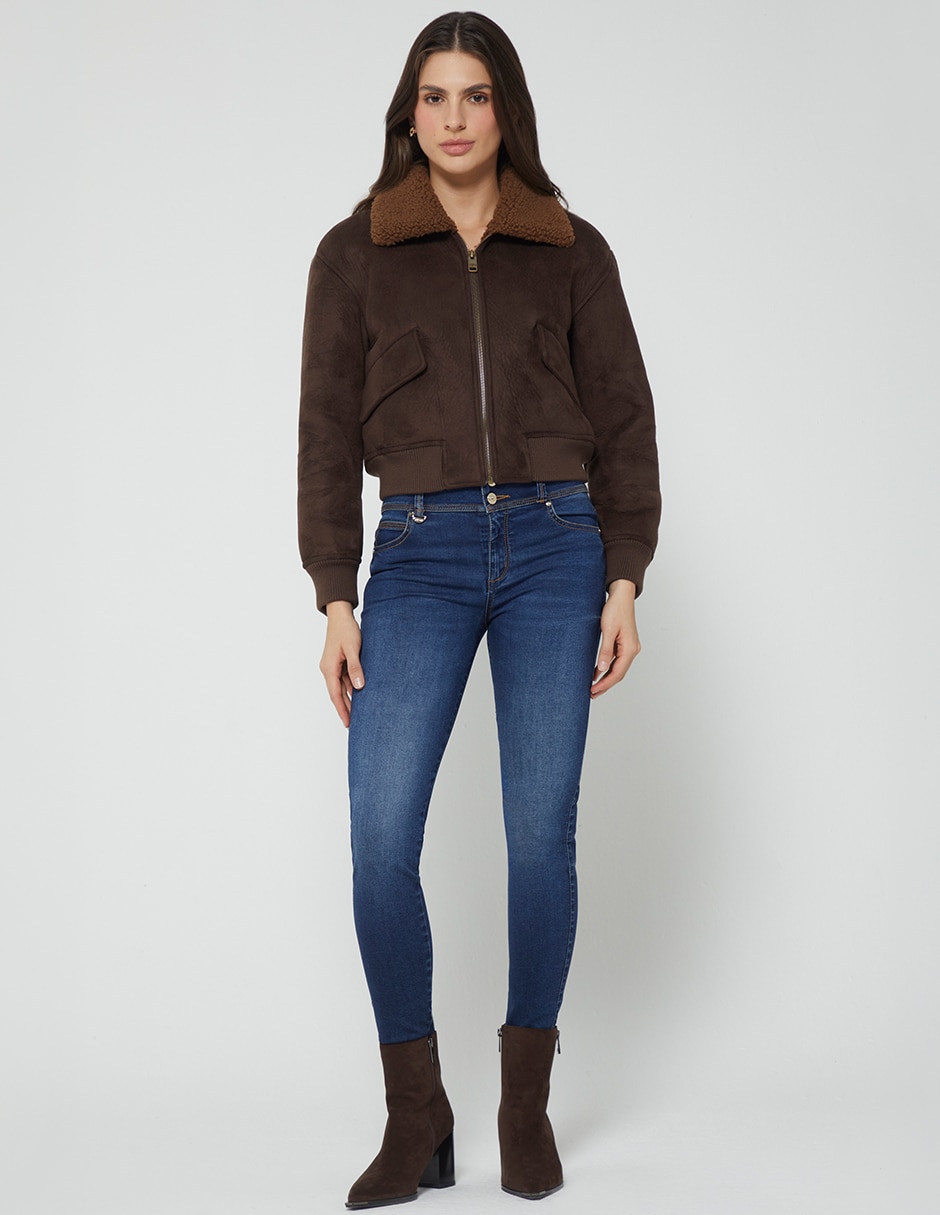 Jeans regular skinny cintura indigo para mujer 5
