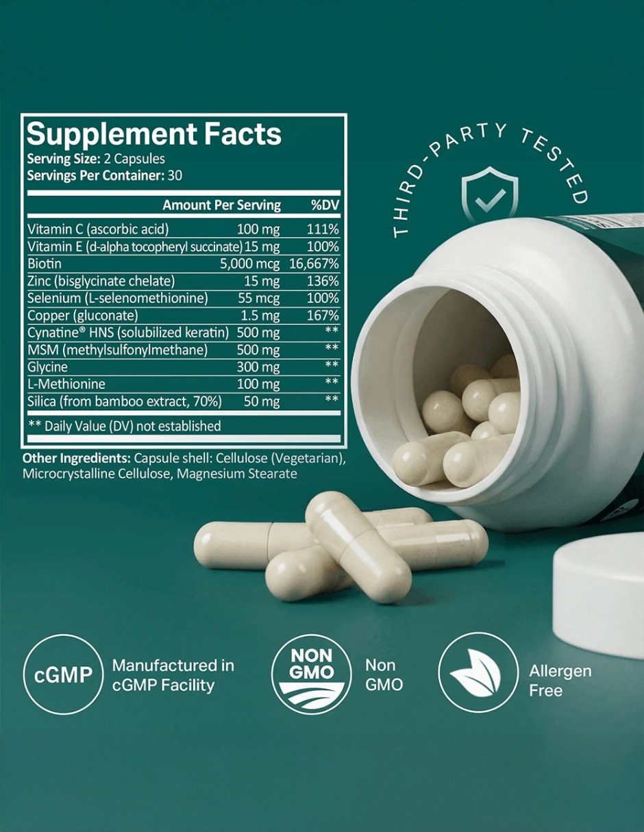 Suplementos alimenticios procare health hair skin & nails advanced formula con queratina y biotina 60 cápsulas procare health con biotina y vitaminas