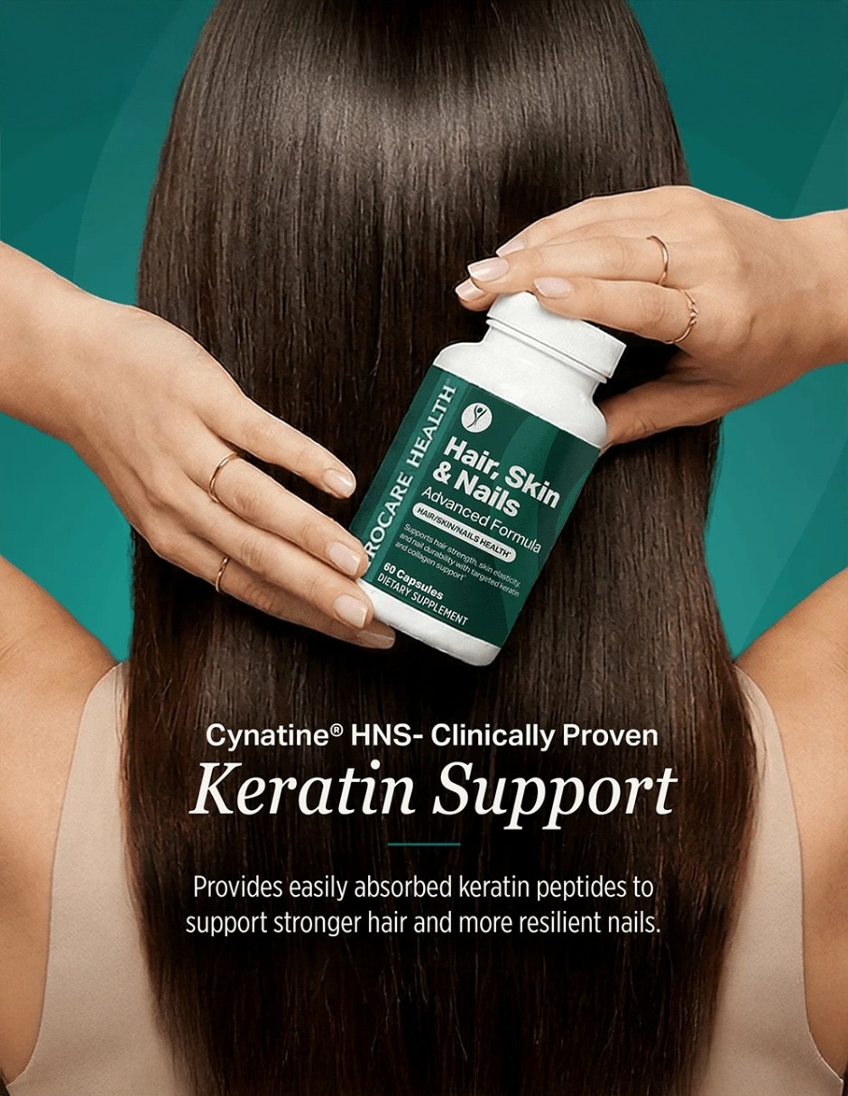 Suplementos alimenticios procare health hair skin & nails advanced formula con queratina y biotina 60 cápsulas procare health con biotina y vitaminas