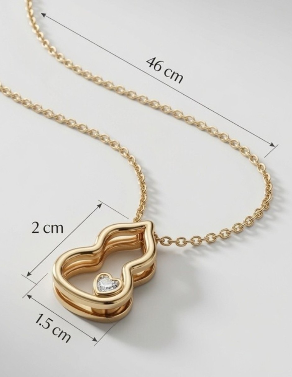 Collar con dije de corazón joyería elegante para mujer de oro laminado 14 k 5