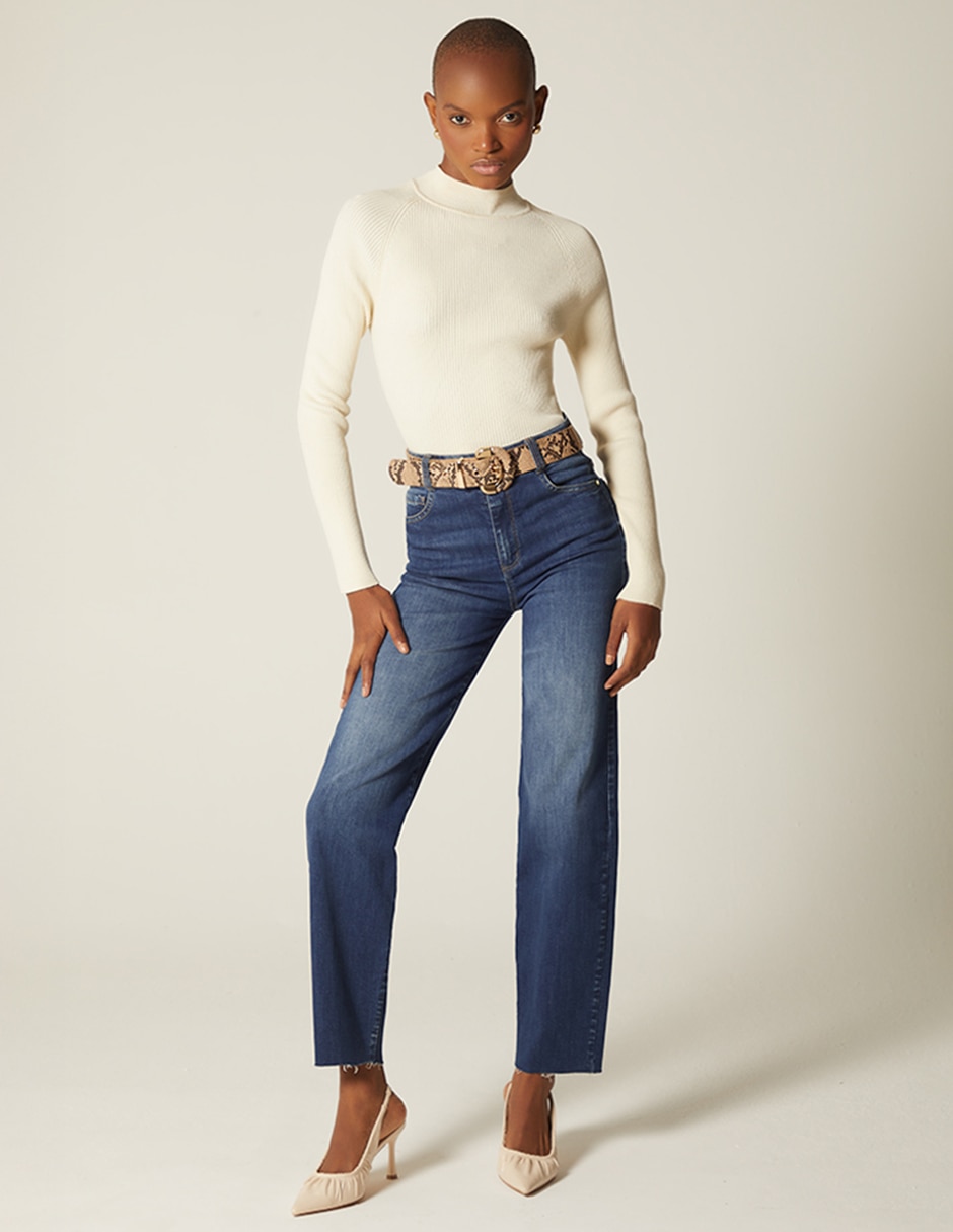 Jeans regular skinny cintura alta indigo akora para mujer Jeans regular skinny cintura alta indigo akora para mujer