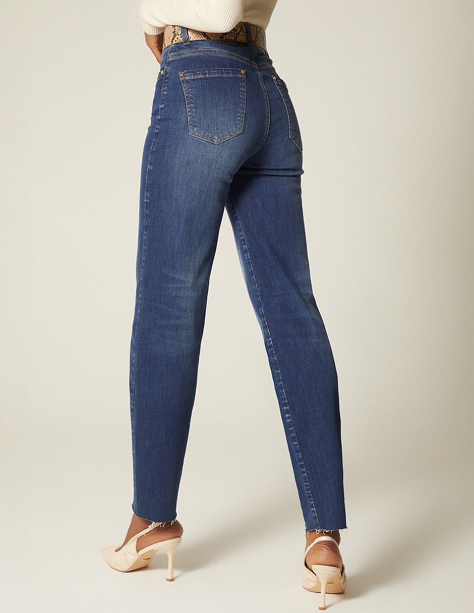 Jeans regular skinny cintura alta indigo akora para mujer 5