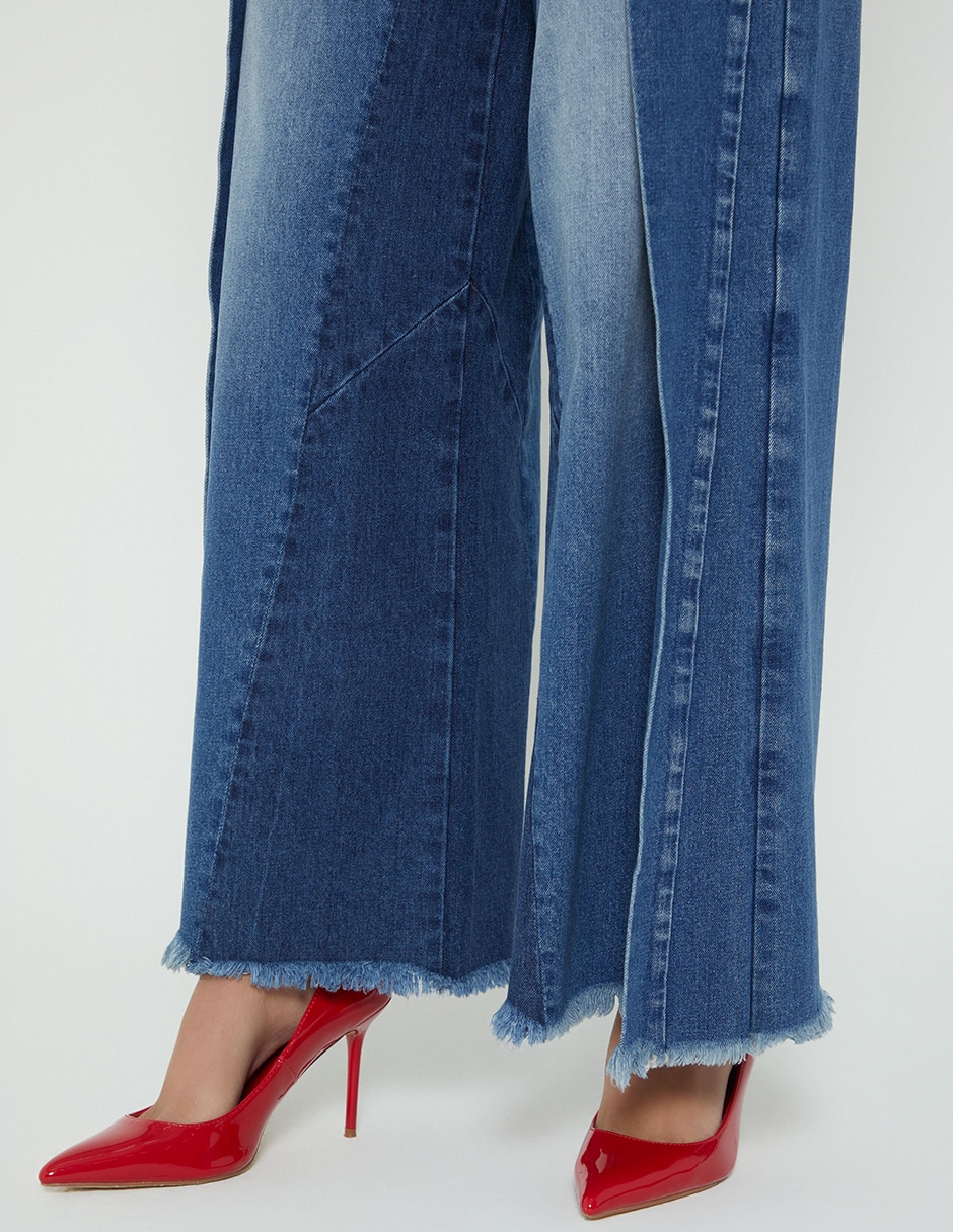 Jeans relaxed loose cintura studio f indigo lima parches d'construido para mujer