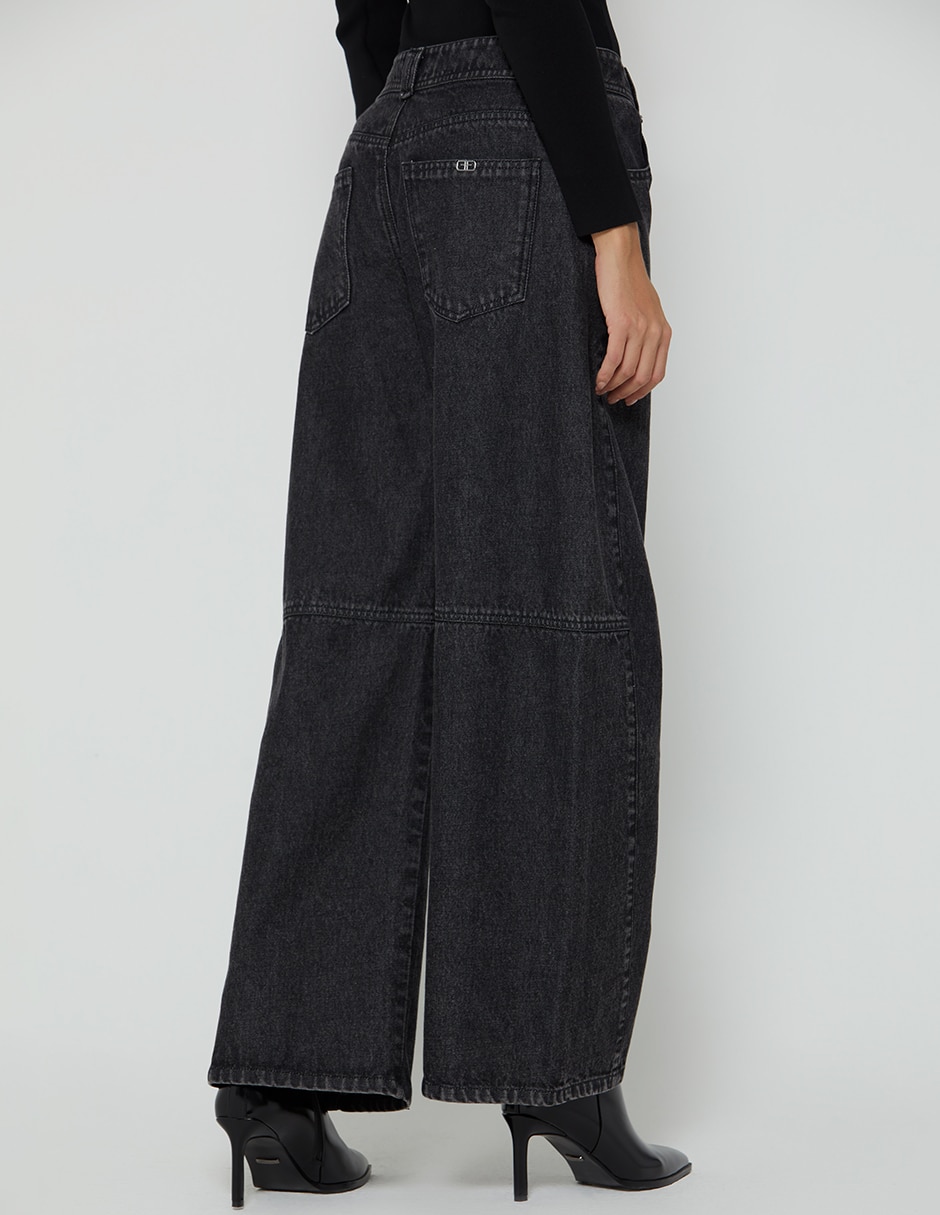 Jeans relaxed barrel cintura studio f napoleonico black para mujer
