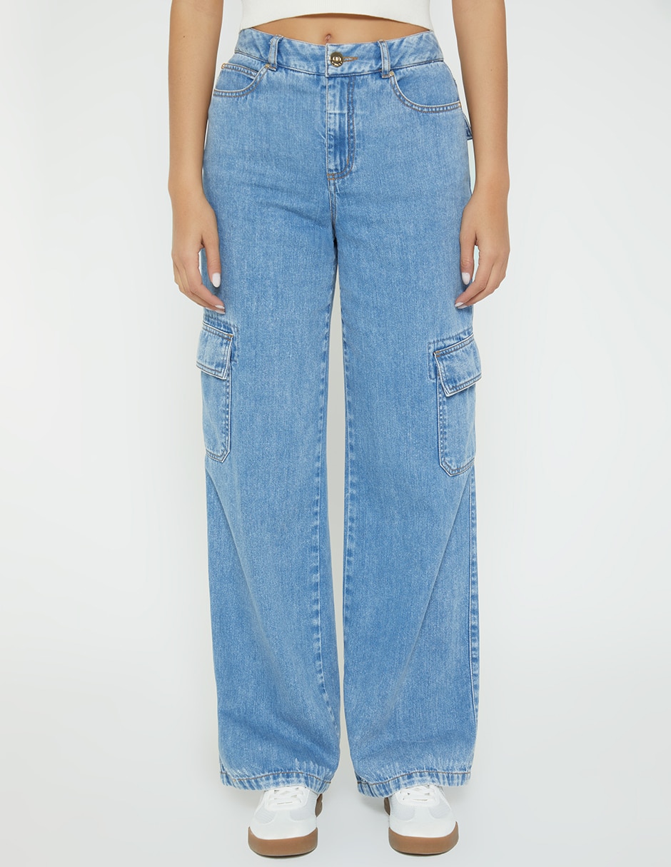 Jeans cargo wide leg cintura indigo cusco para mujer Jeans cargo wide leg cintura indigo cusco para mujer