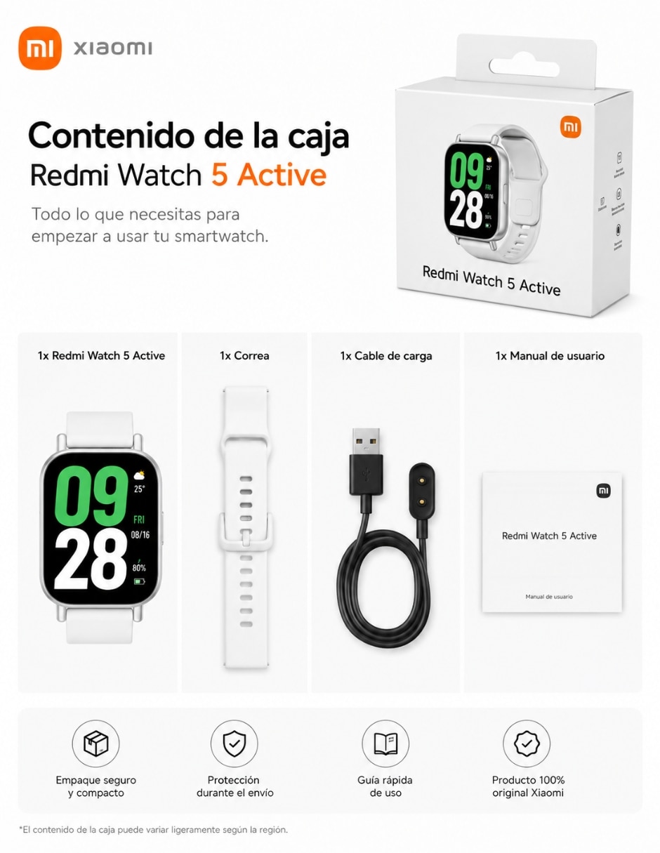 Smartband xiaomi smartwatch redmi watch 5 active plata con g-tide ows 8 beige unisex