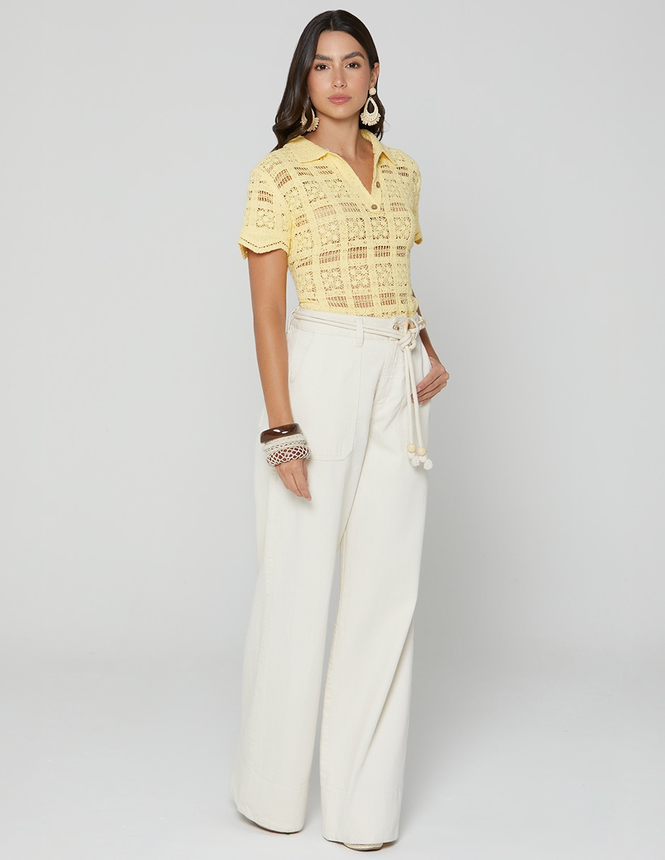 Jeans relaxed wide leg cintura alta indigo utopia para mujer 5