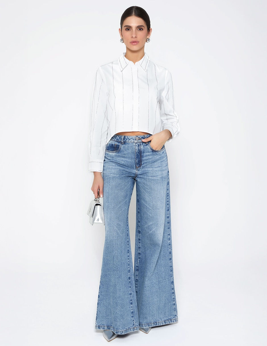 Jeans relaxed wide leg cintura indigo cusco para mujer 5
