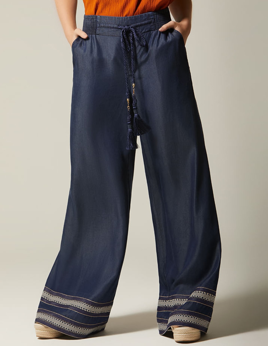 Jeans relaxed palazzo cintura alta studio f bulma eco boho para mujer