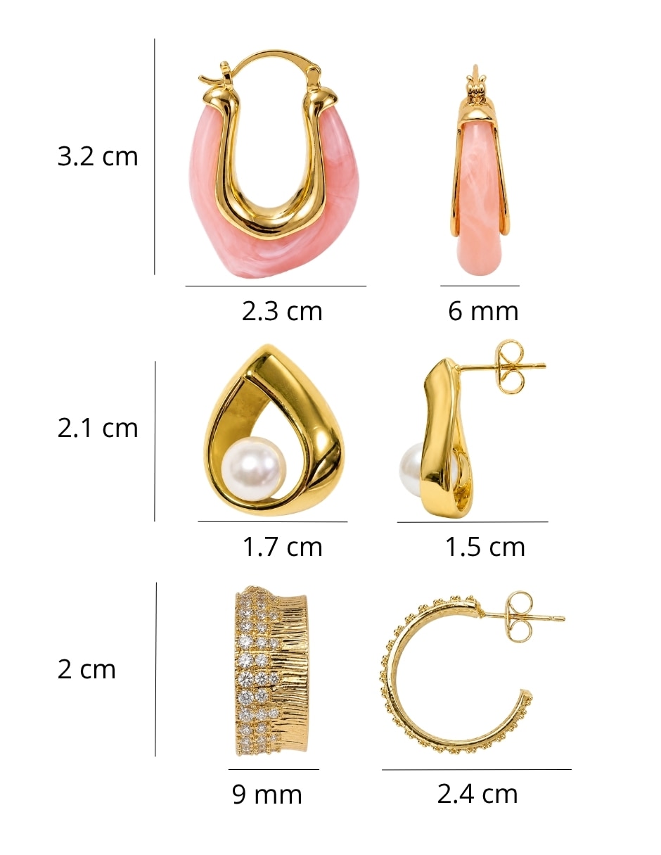 Arracadas de gota mancini de chapa de oro 14 k con acabado brillante perla