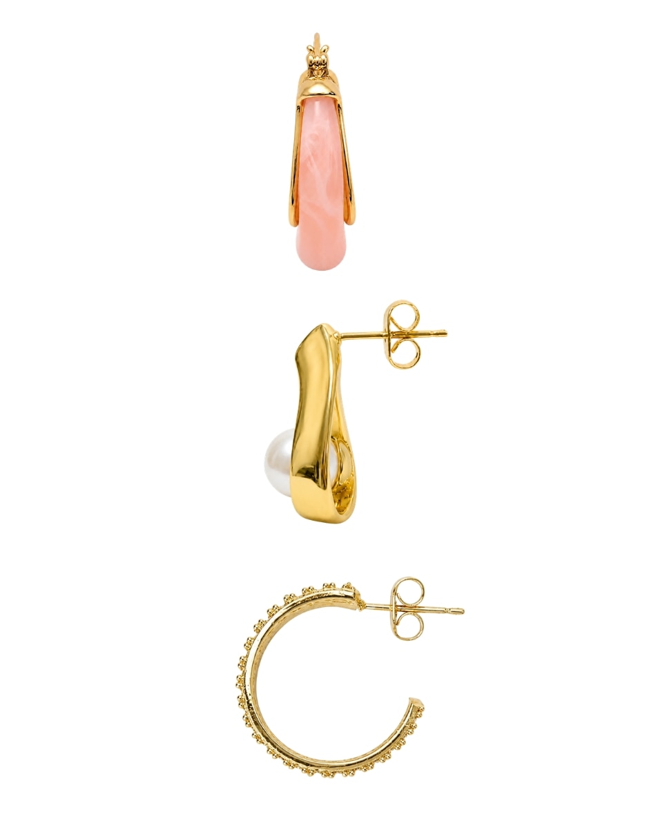 Arracadas de gota mancini de chapa de oro 14 k con acabado brillante perla