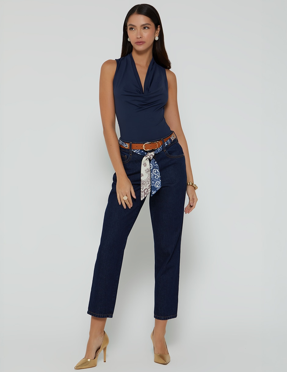 Jeans capri boyfriend cintura indigo lima para mujer 5