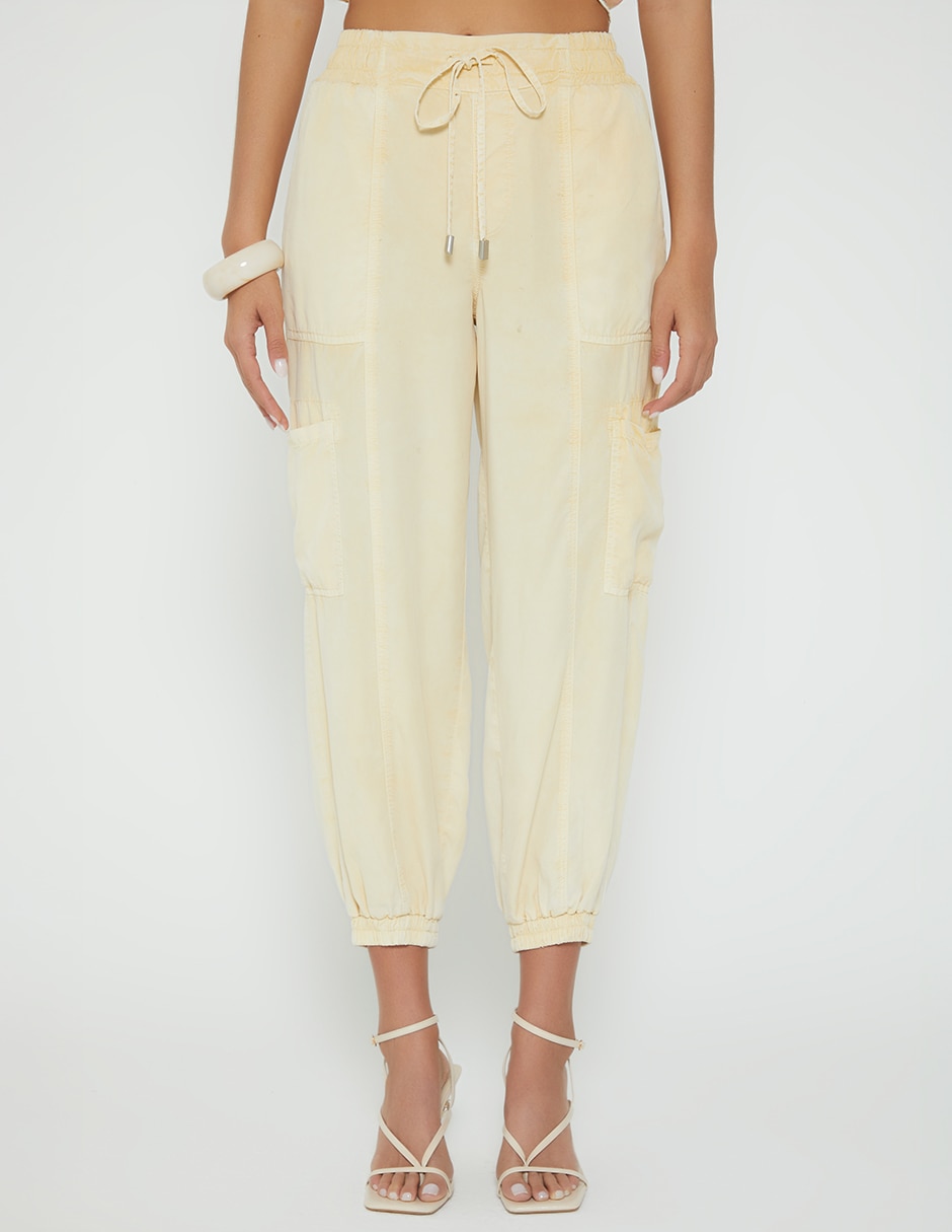 Jeans capri jogger cintura alta studio f malvina sunset yellow para mujer