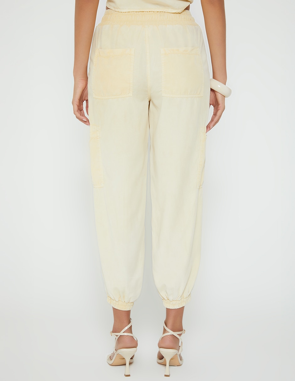 Jeans capri jogger cintura alta studio f malvina sunset yellow para mujer