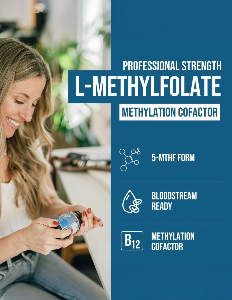 Suplementos alimenticios triquetra 5-mthf 15 mg + metil b12 apoyo cerebral y nervioso 60 cápsulas triquetra health con metilfolato