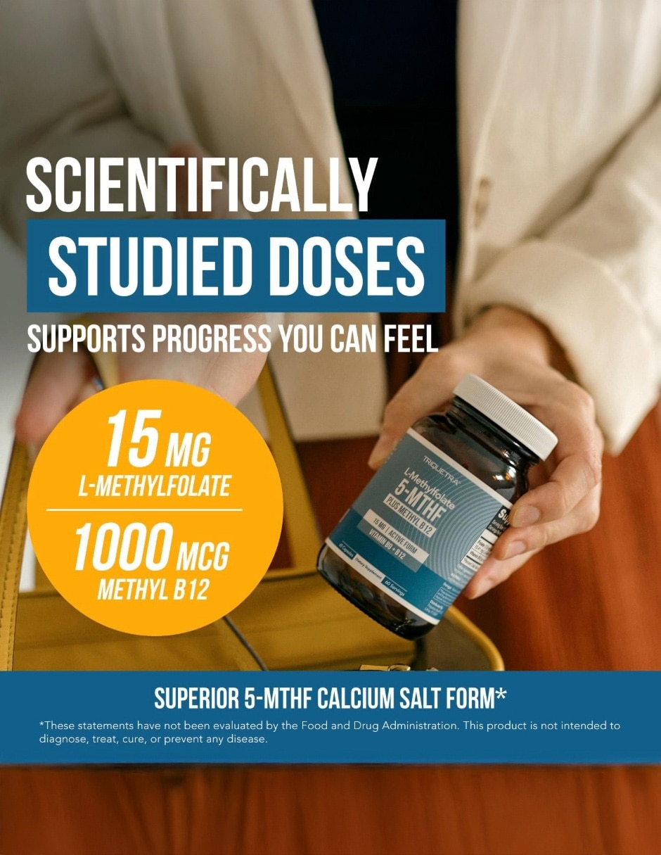 Suplementos alimenticios triquetra 5-mthf 15 mg + metil b12 apoyo cerebral y nervioso 60 cápsulas triquetra health con metilfolato