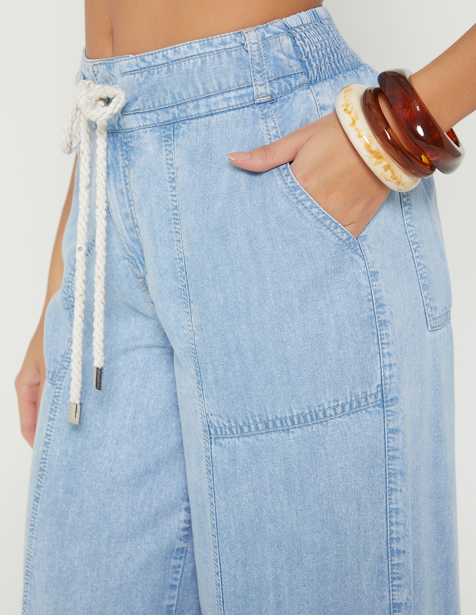 Jeans carpenter palazzo cintura indigo benkei para mujer 4