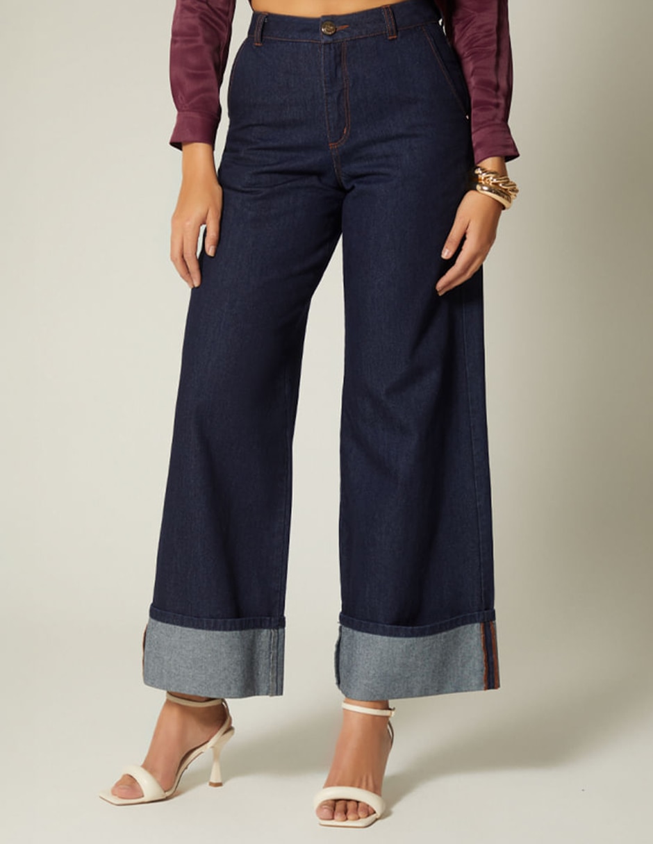Jeans relaxed palazzo cintura alta indigo lima para mujer Jeans relaxed palazzo cintura alta indigo lima para mujer