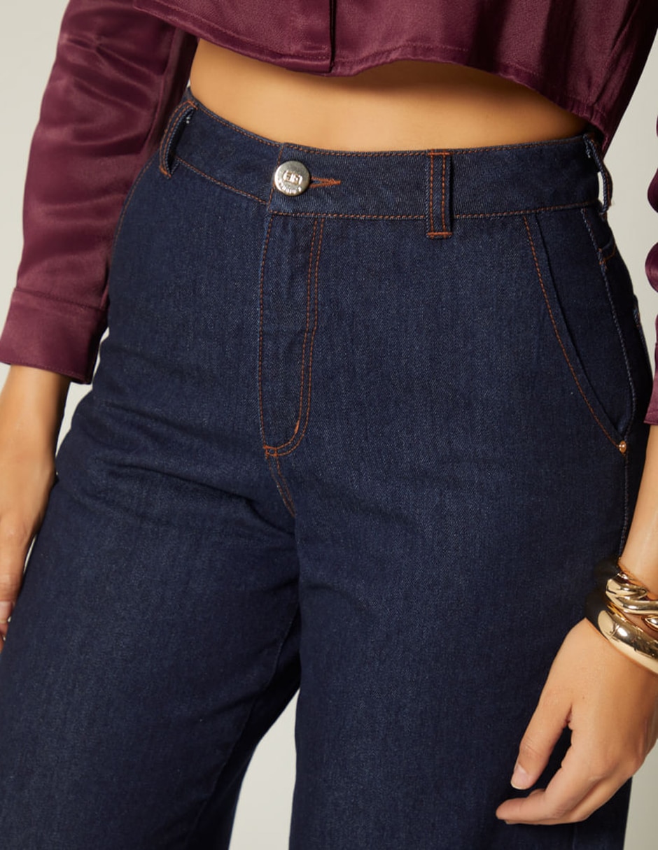 Jeans relaxed palazzo cintura alta indigo lima para mujer 3