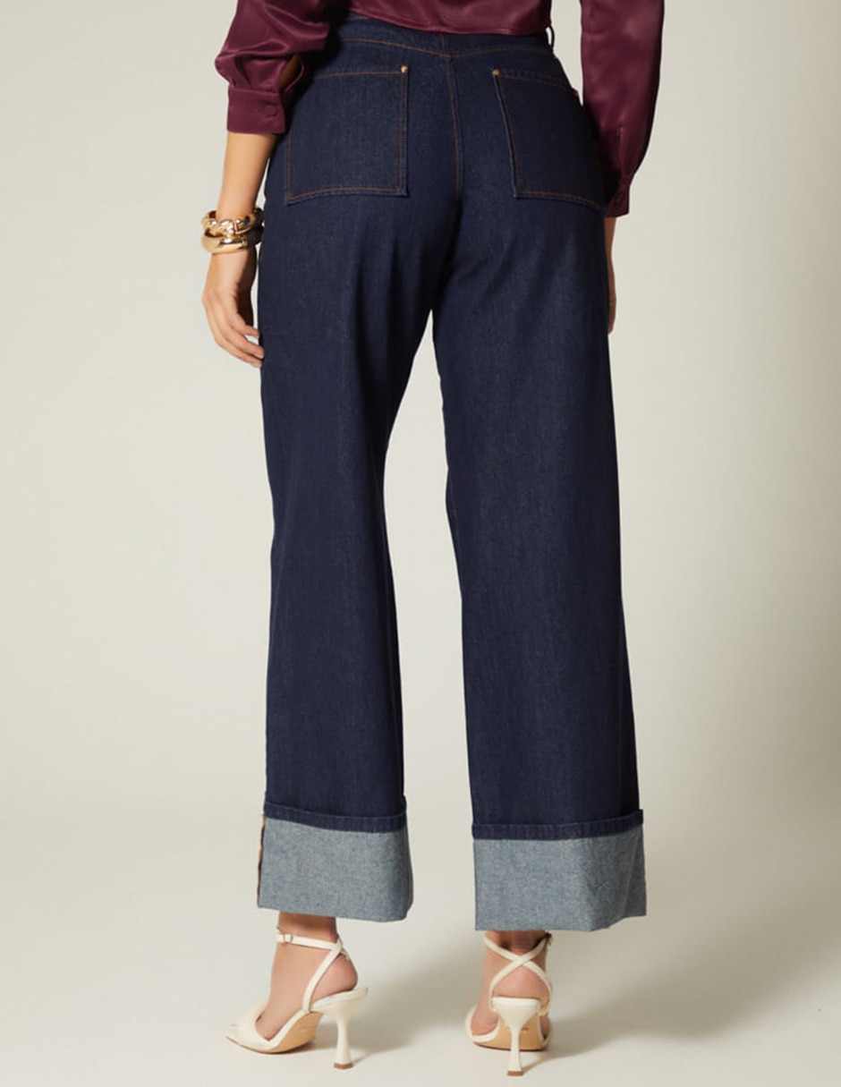 Jeans relaxed palazzo cintura alta indigo lima para mujer 4