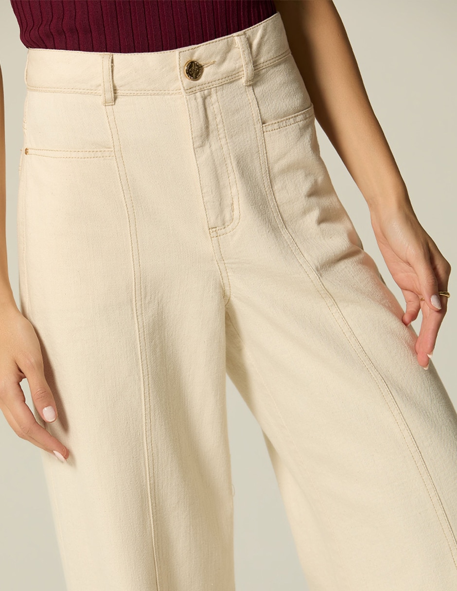 Jeans relaxed palazzo cintura alta indigo utopia para mujer 3