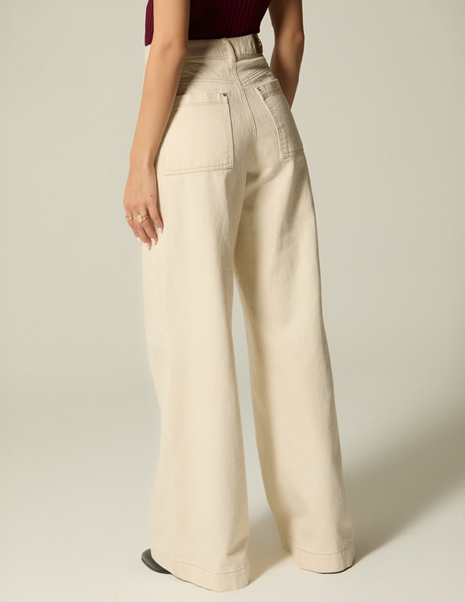 Jeans relaxed palazzo cintura alta indigo utopia para mujer 4