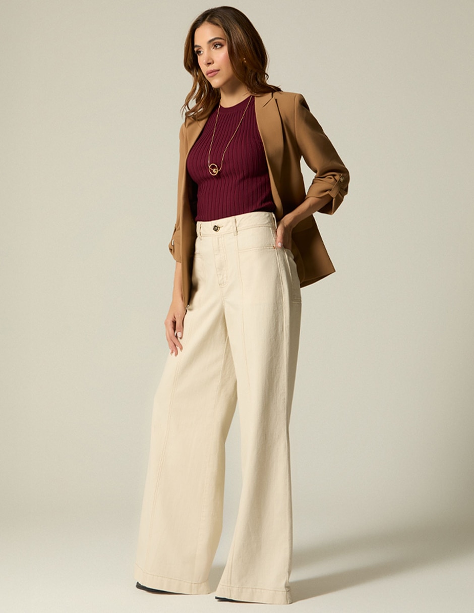 Jeans relaxed palazzo cintura alta indigo utopia para mujer 5