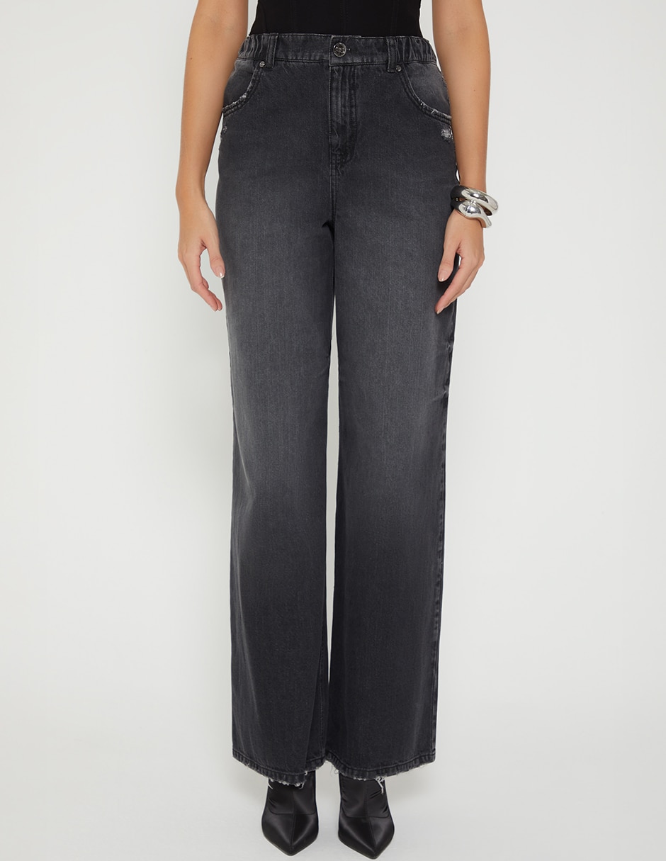 Jeans relaxed palazzo cintura para mujer