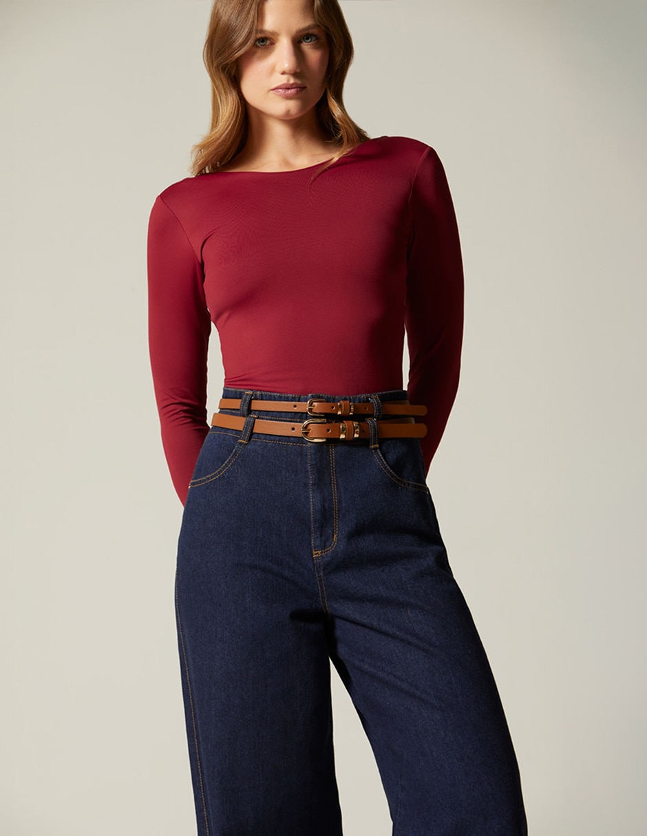 Jeans relaxed palazzo cintura alta indigo lima para mujer 5
