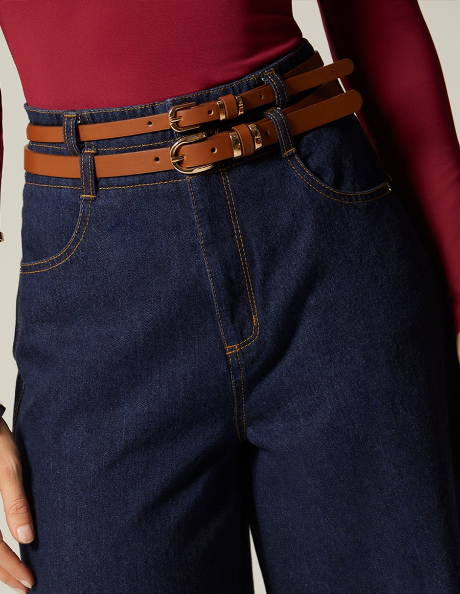 Jeans relaxed palazzo cintura alta indigo lima para mujer 6