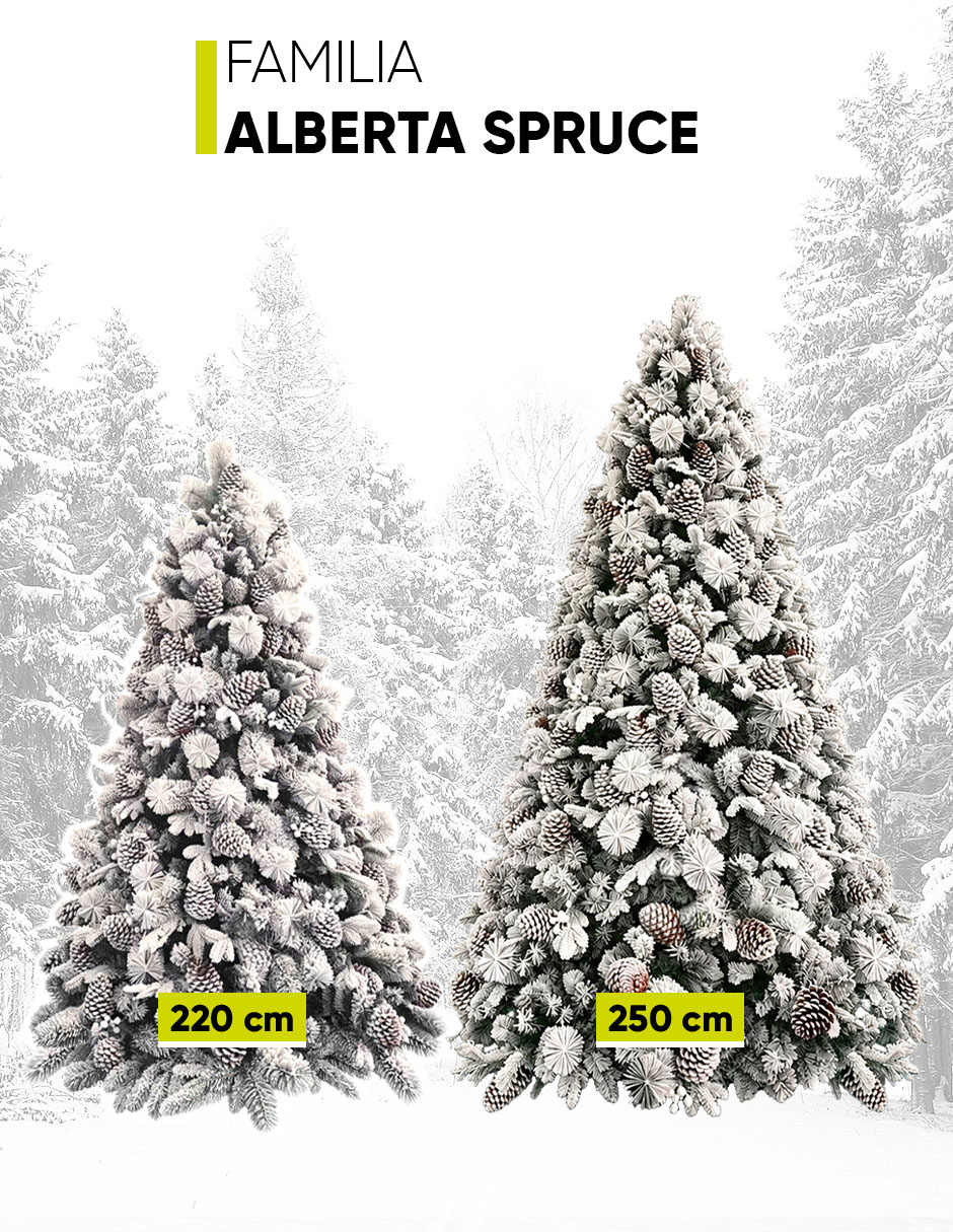 Árbol nevado árbol de navidad piñas gigantes alberta spruce de pvc 2