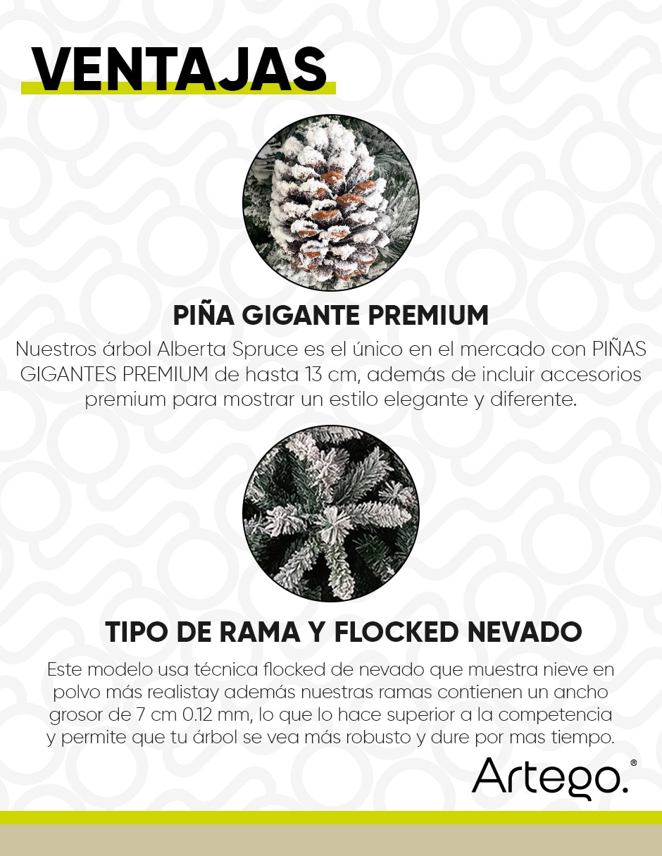 Árbol nevado árbol de navidad piñas gigantes alberta spruce de pvc 3