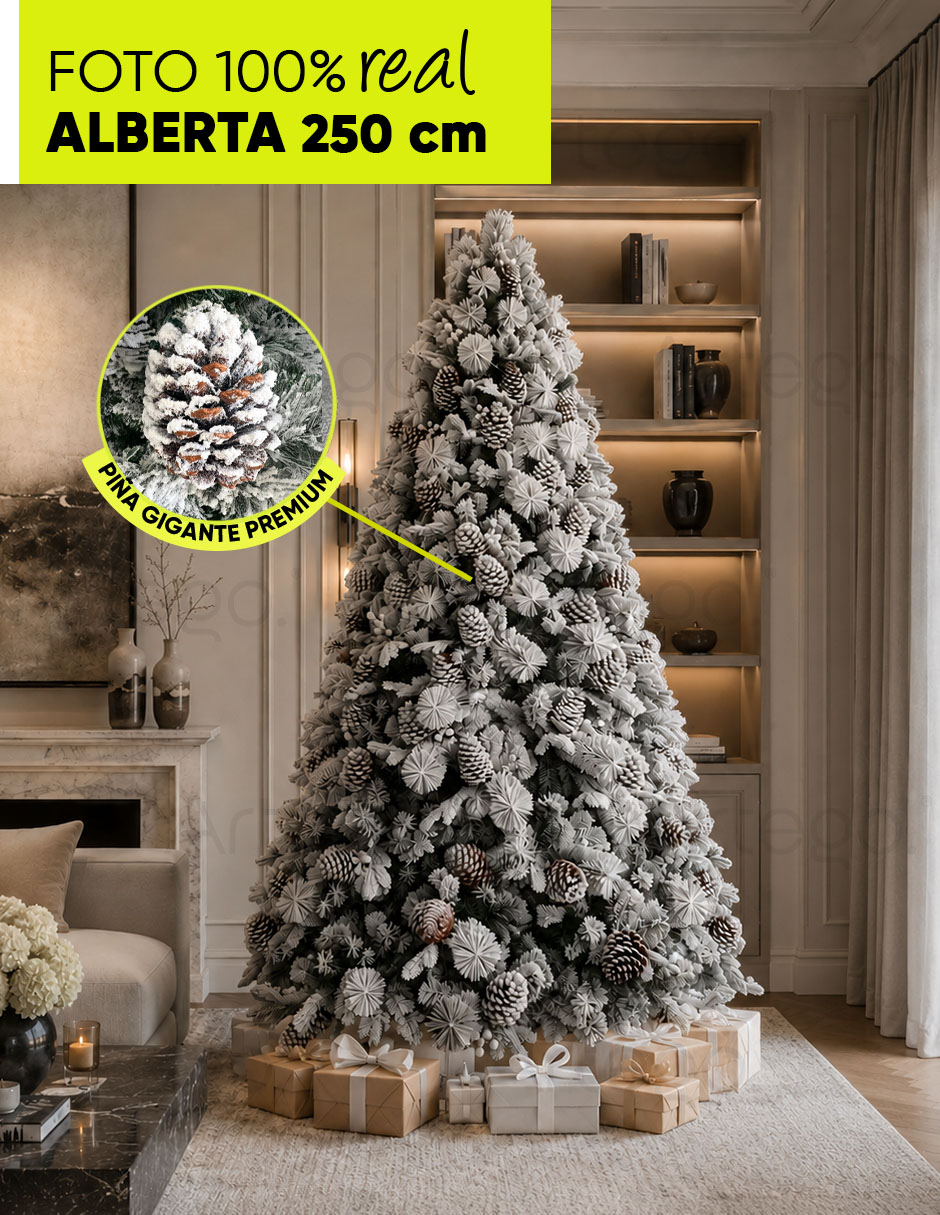 Árbol nevado árbol de navidad piñas gigantes alberta spruce de pvc 4