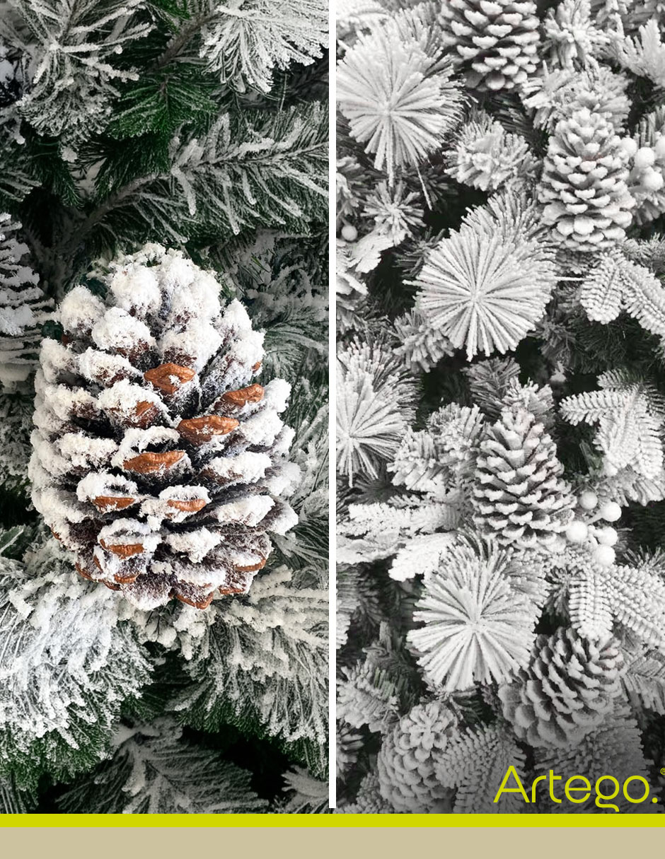 Árbol nevado árbol de navidad piñas gigantes alberta spruce de pvc 6