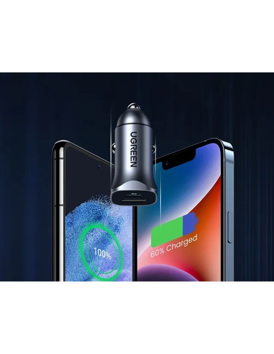 Cargador auto cargador auto 30780 24w usb-c pd y usb-a qc 3.0 aluminio usb tipo a + usb tipo c 25 w 2
