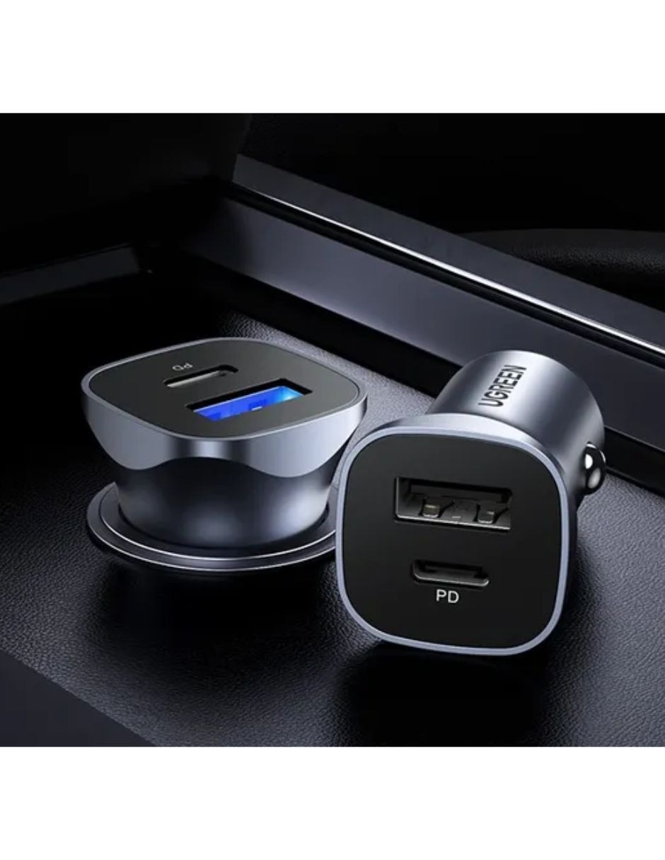 Cargador auto cargador auto 30780 24w usb-c pd y usb-a qc 3.0 aluminio usb tipo a + usb tipo c 25 w 5