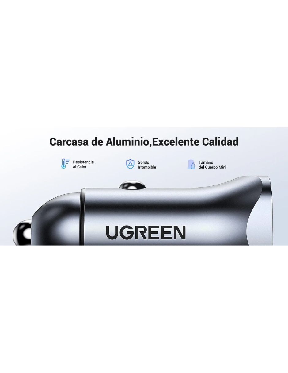Cargador auto cargador auto 30780 24w usb-c pd y usb-a qc 3.0 aluminio usb tipo a + usb tipo c 25 w 6