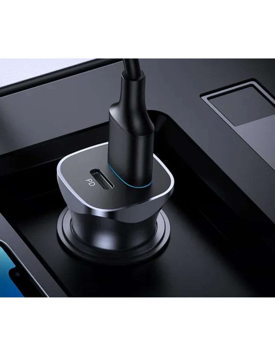 Cargador auto cargador auto 30780 24w usb-c pd y usb-a qc 3.0 aluminio usb tipo a + usb tipo c 25 w 7