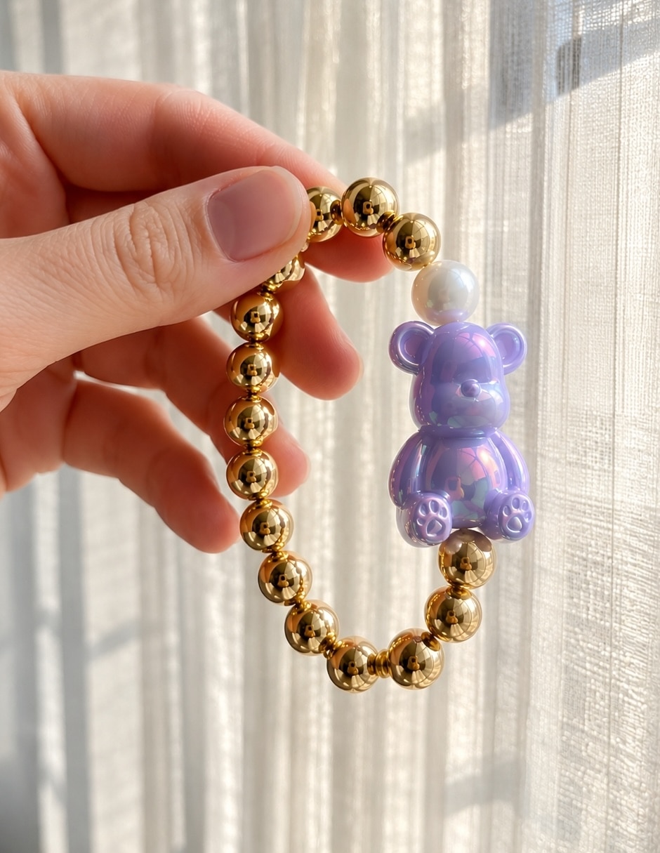Pulsera yoiko con imitación perla bear brick bambina acabado