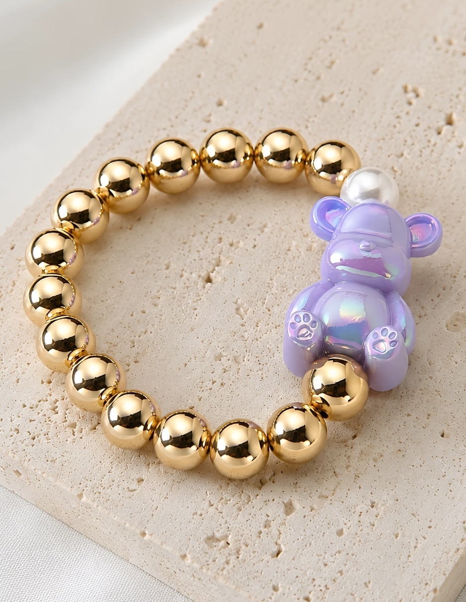 Pulsera yoiko con imitación perla bear brick bambina acabado