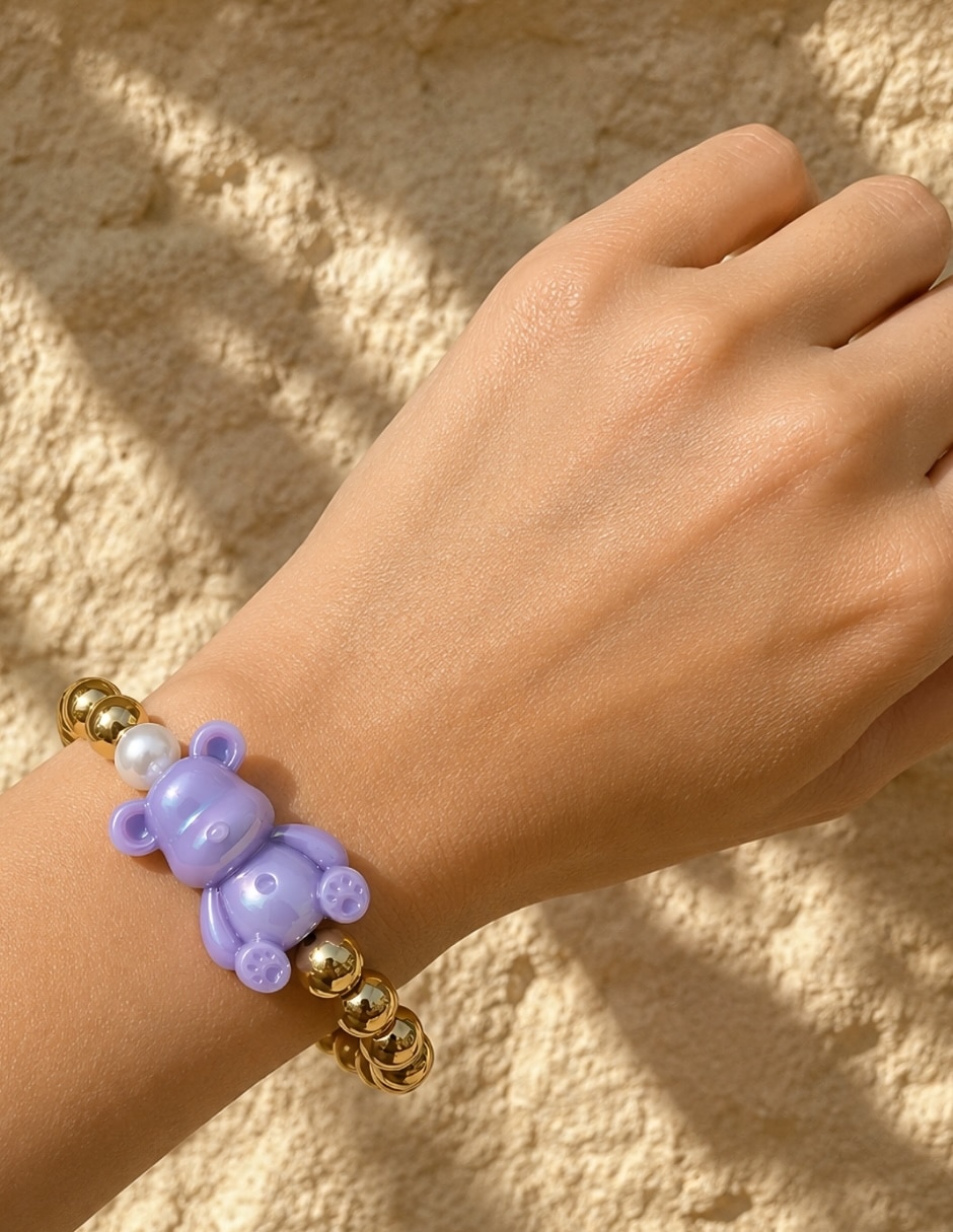 Pulsera yoiko con imitación perla bear brick bambina acabado