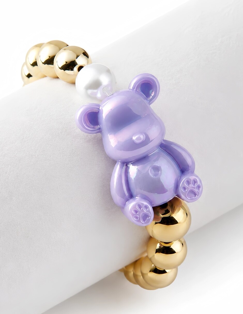 Pulsera yoiko con imitación perla bear brick bambina acabado
